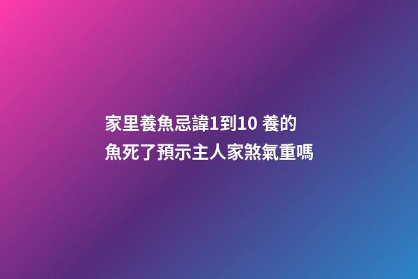 家里養魚忌諱1到10 養的魚死了預示主人家煞氣重嗎